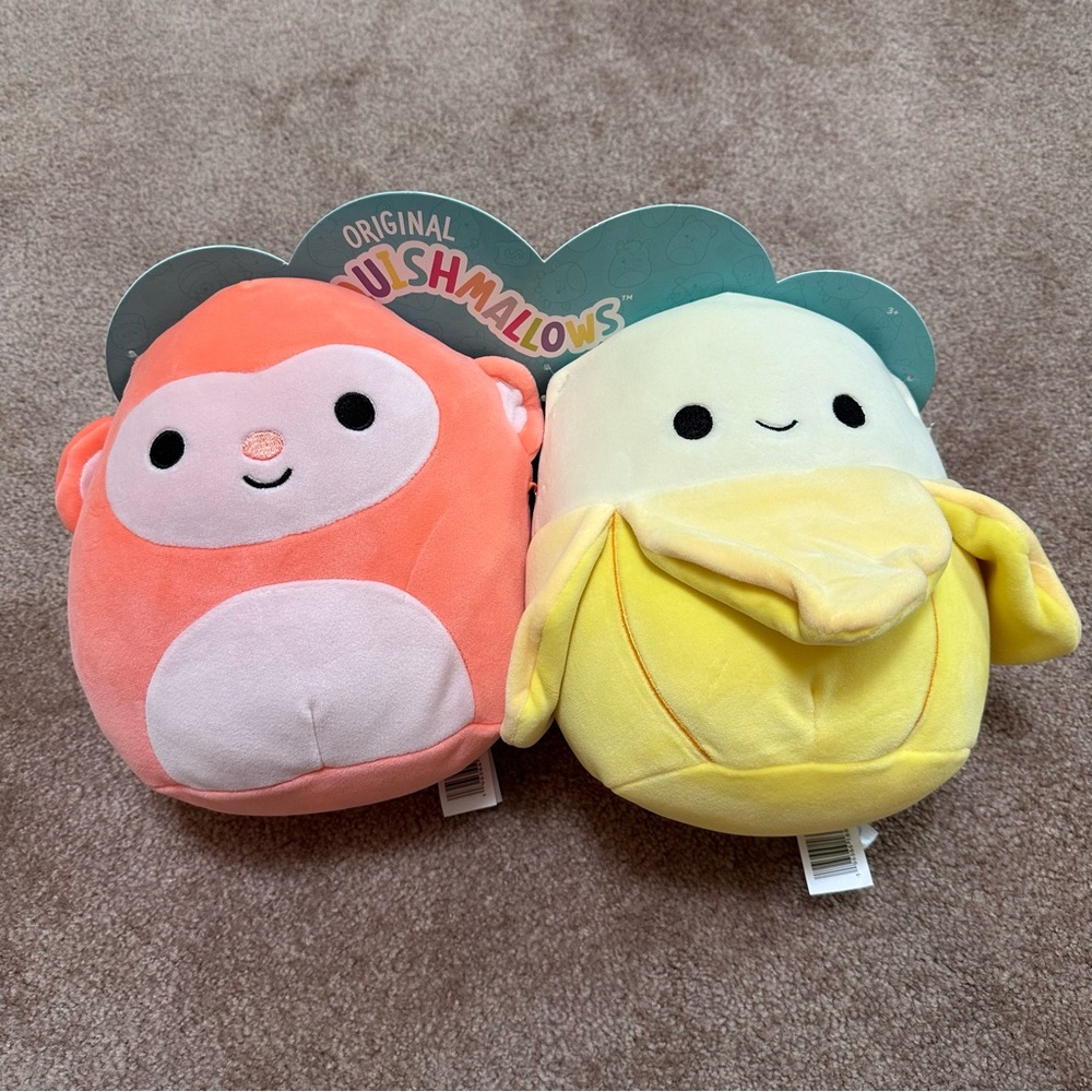 SQUISHMALLOWS Junie Banana and Elton Monkey set of 2 NWT